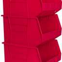 Akro-Mils 30270 AkroBins Plastic Storage Bins, Space-Saving Stackable Bins for Garage, Pantry, Craft Organization, 18" x 16" x 11", Red, 3-Pack