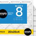 Simply 20x25x4 Air Filter, MERV 8, MPR 600, 6 Pack, Furnace Air Filter for HVAC (Actual Size:19.5"x24.5"x3.63") DUST, Pet, & Allergy Control