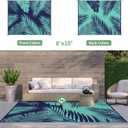 GENIMO Outdoor Rug 8' x 10' Waterproof for Patios Clearance, Reversible Outdoor Plastic Straw Camping Rug Carpet, Large Area Rugs Mats for RV, Camper, Deck, Balcony, Porch, Beach, Navy Blue&Jade Green