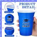Ziliny 100 Pack Graduation Decorations 2026 16 oz Graduation Plastic Cups Congrats Grad Disposable Drinkware for Class of 2026 Grad Festivities Essential Graduate Party Favor Supplies (Blue)
