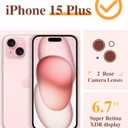 GVIEWIN for iPhone 15 Plus Case Floral, with Screen Protector&Camera Lens Protector,[Non Yellowing] Soft Shockproof Clear Phone Protective Cover for Women, Flower Pattern Design 6.7" (Alcea/Red)