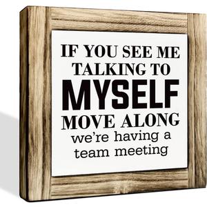 Rustic Office Meeting Sign - Wooden Desk Decor, 5.9 * 5.9 inches