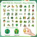 St Patricks Day Stickers, 200 PCS Shamrock Stickers, Non-Repeating St Patricks Day Sticker Bulk, Vinyl Waterproof Clover Sticker Bulk for Irish Decor, Water Bottle, Laptop, Computer, Scrapbooking
