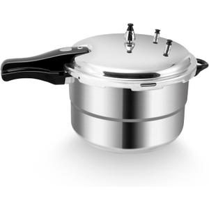 BreeRainz 16 Quart Pressure Cooker, 10 Psi Induction Compatible Pressure Canner w/Triple Valves & Auto Lock System, Steamer Rack Included