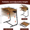 Folding TV Tray Adjustable Dinner - Trays for Eating On Couch Wooden Tables Mate Stand Foldable Desk with Cup Holder Portable, 20.5" X 15.5" X 25.65"