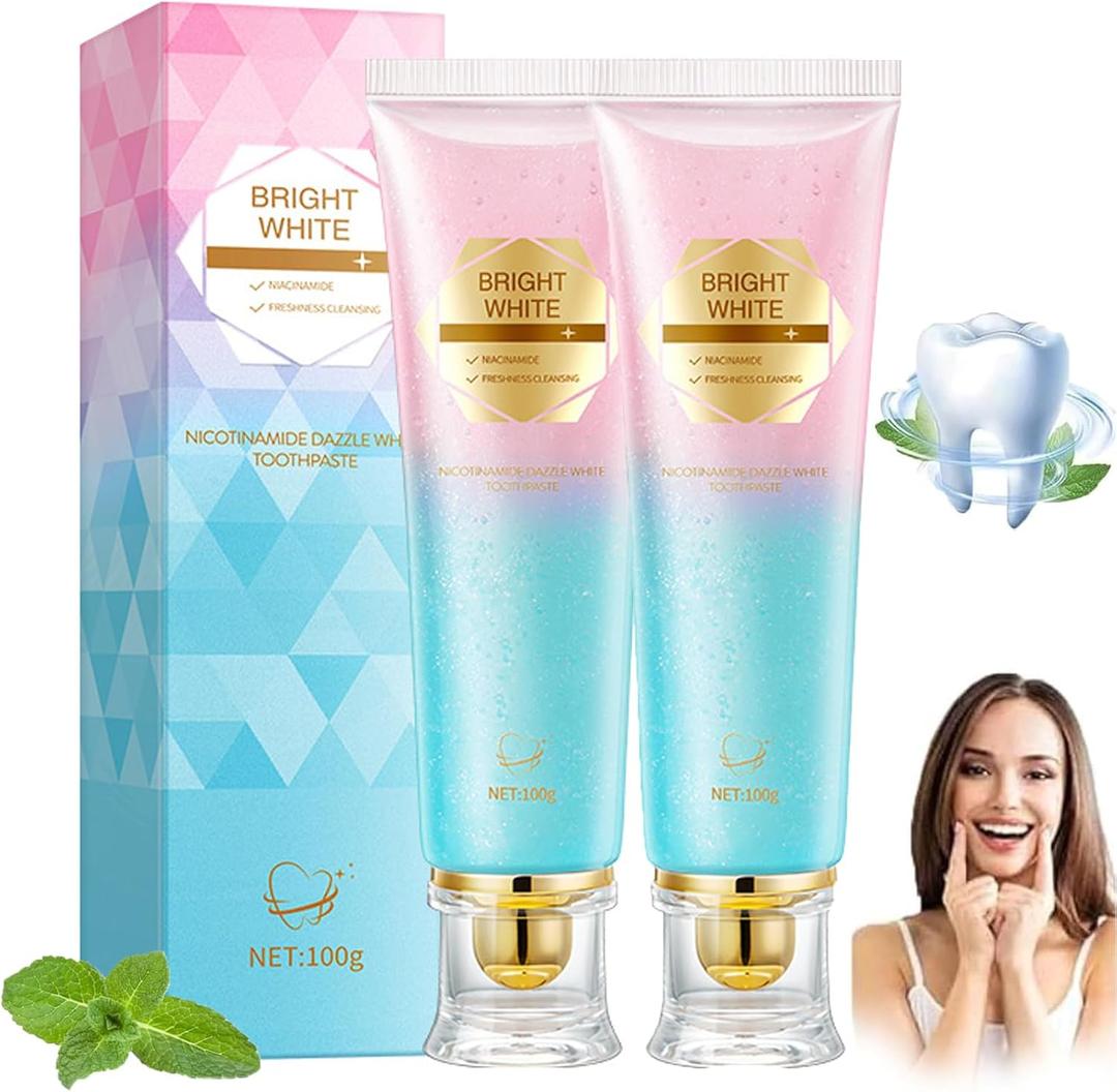 2pcs Niacinamide Whitening Toothpaste, Niacinamide Toothpaste Intensive Whitens Teeth, Protects Tooth Enamel, Freshens Breath 24 Hours, Natural Stain Removal