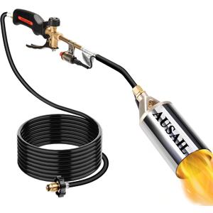 Propane Torch Weed Burner,Blow Torch,Heavy Duty,High Output 1,800,000 BTU,Flamethrower with Turbo Trigger Push Button Igniter and 10 FT Hose for Roof Asphalt,Ice Snow,Road Marking,Charcoal