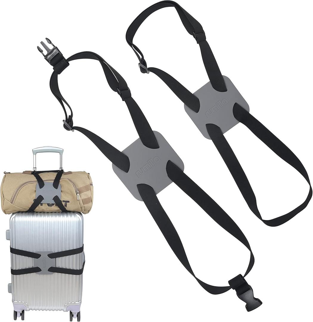 Luggage Bungee StrapLuggage Straps Bag Bungees for Add a Bag Easy to Travel Suitcase Elastic Strap Belt2-Pack-Grey