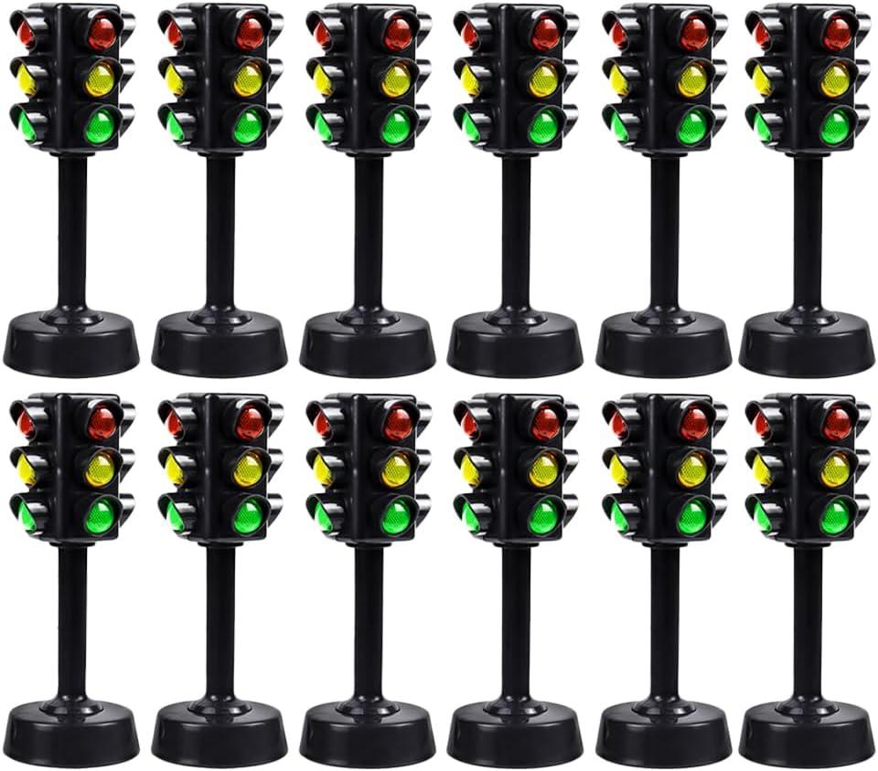 12pcs Sound Child Traffic and Play, Light Sand Learning Signs: Model Signs Signals Party Mini Toddler Toy, Educational Early Lights Red Favors Lamp Pretend Toy