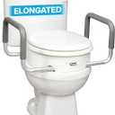 Carex 3.5 Inch Raised Toilet Seat with Arms, Elongated Toilet Seat Riser, Up to 250 lbs Capacity, Elevating & Raising Seat for Elderly & Handicap, Universal, Slip-Resistant with Padded Handles, White