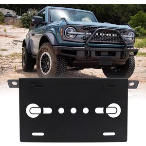 Front License Plate Bracket for Ford Bronco, Steel License Plate Holder Front Lower Bumper License Plate Mount License Plate Frames for Bronco Compatible with 2021 2022 2023 2024 Ford Bronco (Black) (Patterned)
