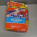 Hefty Slider Quart Freezer Bags, 74 Count, Quart Slider Bags for Freezer, Holds Individual Leftovers, Sliced Fruits and Veggies, and More, Writable Label, Secure Zip and Click Closure