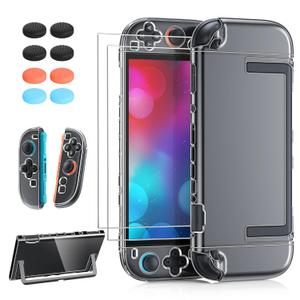 FYOUNG Upgrade Switch 2 Protective Case&Screen Protector Set, Dockable Cover Hard Shell for Nintendo Switch 2 2025 Console Accessories,Travel-Friendly,Kickstand Cutouts(Clear, for Switch 2 7.9inch)