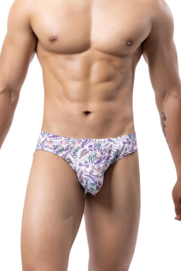 Malowinda Men's Spandex Low Rise Printed Bikini Briefs Underwear XXL