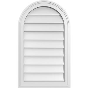 Ekena Millwork GVPRT18X3002SN Round Top Surface Mount PVC Gable Vent, 18"W x 30"H, Factory Primed White