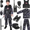 Luucio SWAT Police Costume for Kids, Kids Police Officer Costume for Boys with SWAT Vest, Halloween Costumes for Boys Girls (Small-(4-5 Year))