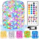 LitHome 400LED 130FT Christmas Led Fairy Lights with Remote, Color Changing Easter Fairy Lights Plug in, 9 Modes Led String Lights for Indoor, Pastel Fairy String Lights Home Bedroom Dorm Party Decor (RGB (Red, Green, Blue))