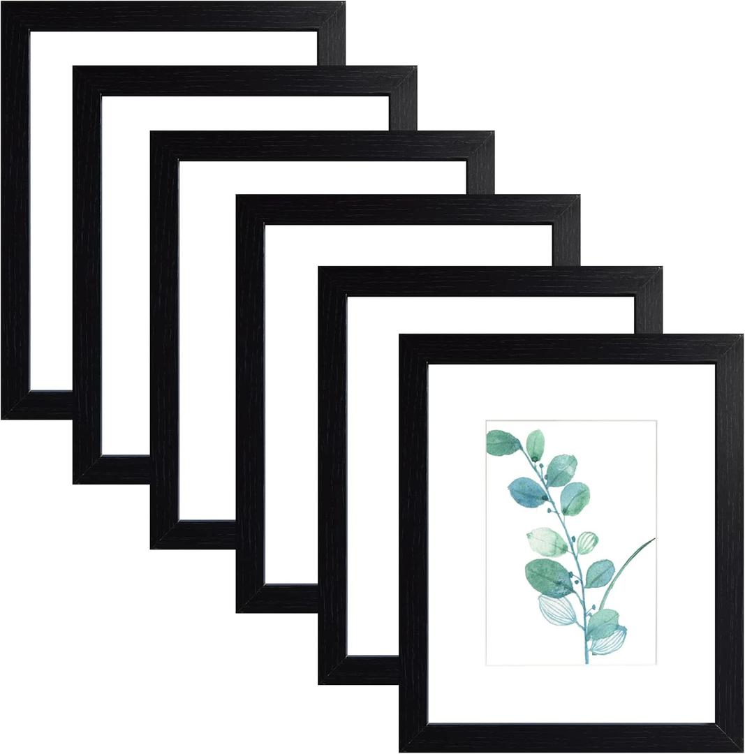 SESEAT Black 8x10 Picture Frames Wood 6 Pack Wall Mounting or Tabletop Display