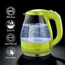 OVENTE Electric Kettle, 1.5L Borosilicate Glass Countertop Water Heater and Boiler for Coffee or Tea, BPA-Free, Auto Shut-Off, Boil-Dry Protection, Removable and Washable Spout Filter, Green KG83G