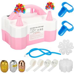 Electric Balloon Pump, Portable Birthday Balloon Pump, Electric Balloon Inflator with Double Nozzle, Balloon Pump (AC220-240V 600W) for Party, Festival and Wedding Decoration
