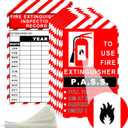 25 Pack Monthly Fire Extinguisher Inspection Tags Record 4 Year with Adjustable Wire Ties - 3.25 x 5.75 Inch PP Extinguisher Recharge and Inspection Record Tag for Indoor Outdoor Fire Extinguishers