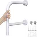 Bathtub Safety Rail with Double Grip, Munzong 16 Inch F-Shape Anti-Slip Shower Grab Bar for Seniors Handicap, Heavy Duty 300lb Support Wall Mounted Bathtub Handle, Standing Balance Aid for Elderly