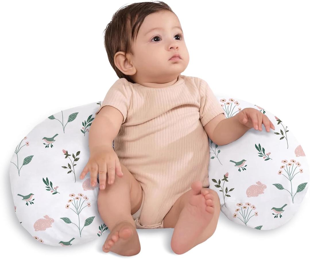Little Grape Land Nursing Pillow,Upgraded Breast Feeding Pillow for Mom,Breastfeeding & Bottle Feeding for 015 Months, Soft Machine Washable Cover with Firm Breathable Filling, Tummy Time,Bunny