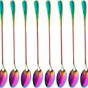 Long-handled ice tea spoon, cocktail stir spoons, stainless steel coffee spoons, ice cream scoop (pointed, iridescence 7.5 IN)