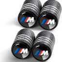 Tire Valve Stem Caps for BMW M 3 5 7 X1 X3 M3 M5 X1 X5 X6 Series Metal Car Wheel Air caps Auto Valve Stem Caps Accessories 4 Pcs Black
