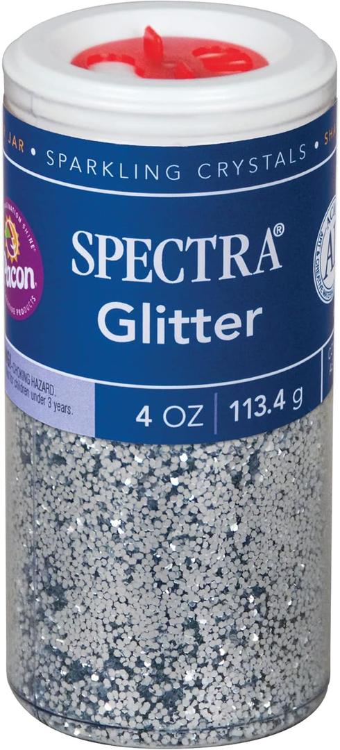 Spectra Arts & Crafts Glitter, Silver, 4 oz., 1 Jar