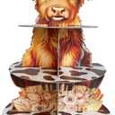 Highland Cow Cupcake Stand - 3 Tiered Dessert Cake Table Display for Boy or Girl Baby Shower Birthday Party Decorations