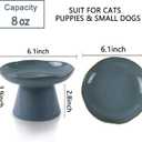Extra Wide 6.1" Ceramic Raised Cat Food Bowl, Shallow Elevated Pet Feeder for Food Feeding, Anti Vomiting Whisker Fatigue Bowls for Cat Puppy, Blue