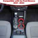 for Bronco Front Cup Holder Trim Cover Red for Ford Bronco 2021 2022 2023 2024 up Red Interior Accessories