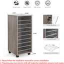 WOPITUES Storage Drawer Cart, Mobile Storage Cabinet, Makeup Storage with 10 Large Clear Drawers, Utility Wooden Rolling Cart on Wheels, for Cosmetic, Art Craft, Office Supplies, Toy, Grey