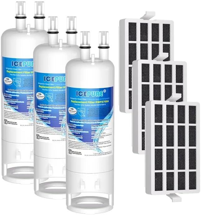 ICEPURE W10295370A Refrigerator Water Filter Compatible with EDR1RXD1, EDR1RXD1B, WHR1RXD1, KAD1RXD1, 46-9081, 46-9930, P5WB2L, P8RFWB2L and W10311524 Air Filter 3 Combo