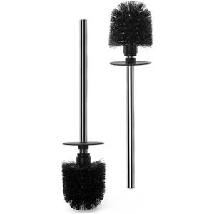 2 Pack Toilet Bowl Cleaning Brush Set for Bathroom, No Assembly and No Scratching Toilet Bowl, 304 Anti-Rust Handle