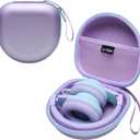 Kids Headphones Case Compatible with iClever BTH12 / HS19 / BTH26 / JoySpark-T5 / Candy Bila BH03 / EarFun/IMYB/MIDOLA MD-B01 / noot Products Foldable Kids Headphones, Purple+Green Edge (Case Only)