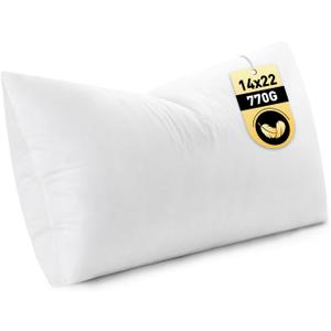 MIULEE 14x22 Inch Down Feather Pillow Insert, Fluffy and Comfy Throw Pillow with Cotton Fabric for Bed Couch and Sofa