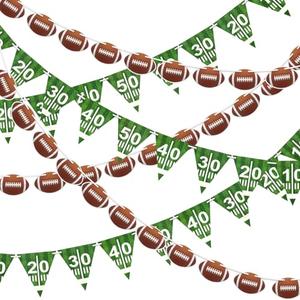 MARFOREVER 6 Pcs Football Party Decorations, Pre-Strung Football Banners Footbal Garland Background Football Triangle Flags for Sports Football Games Football Birthday Party Favors Home Supplies