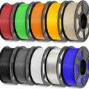 TECBEARS PLA 3D Printer Filament Bundle, 10 KG PLA Filament 1.75mm, Neatly Wound 3D Printing Filament, 1 Kg Per Spool, 10 Pack, Black+White+Grey+Transparent+Red+Blue+Green+Orange+Wood+Gold
