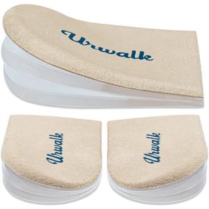 Urwalk 3 Layers Adjustable Supination & Over-Pronation Corrective Shoe Inserts, Medial & Lateral Heel Wedge Insoles for Foot Alignment, Knee Pain, Bow Legs, Osteoarthritis (Beige - Small)