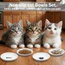 6pcs Cat Food Bowl No Spill Ceramic Cat Bowls Shallow Plates Anti Whisker Fatigue Cats Bowl Set Cats Dishes with Nonslip Silicone Bottom Shallow Wide Kitten Plates for Feeding Indoor Food Water