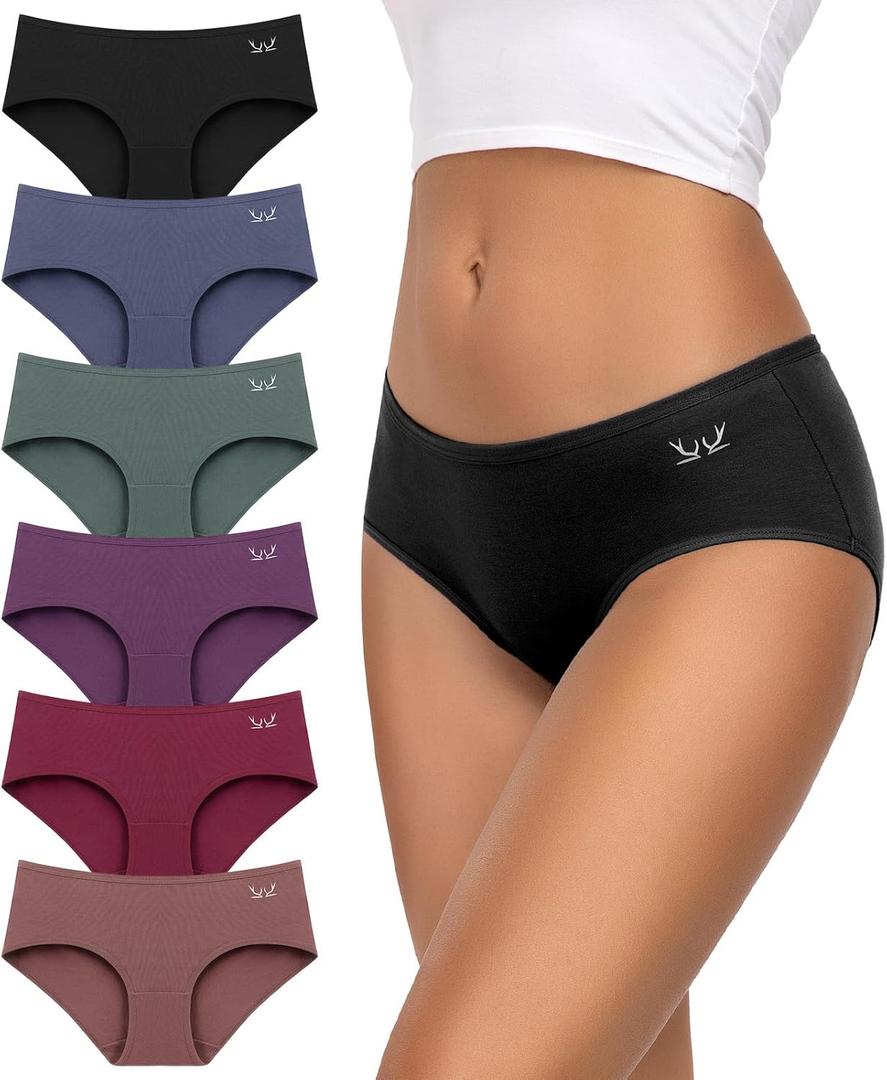 TANSTC Womens Underwear Low Rise Cotton Hipster Panties Soft Stretch Briefs Breathable Ladies Underpants 6 Pack (L)