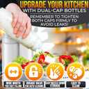 Set of 6 Inverted Condiment Squeeze Bottles 16 oz Upgraded Design with Added Sealing Gaskets, Self-Closing Valve, Easy-to-Fill Clear Bottles for Sauces, Dressings, Ketchup, Mustard for Everyday Use