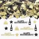 JOYMEMO 200PCS Black Gold Retirement Theme Confetti, Farewell Party Decorations, Cake Wine Bottle Star Table Scatters Party Supplies for Women Men
