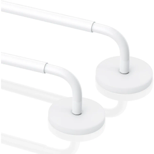 2 Pack Magnetic Curtain Rods for Metal Door, Adjustable 18 to 30 Inch Curtain Rod, 3/8" Diameter Magnet Rods for French Doors Window Cafe(White, 2Pack)