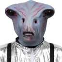 3D Realistic Alien Mask Alien Latex Full Head Masks UFO Prank Costume Mask for Adult Halloween Cosplay Party Props Scary Party Decoration Novelty Mask