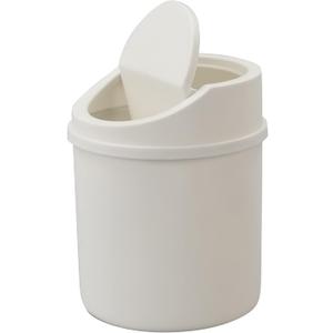 Lesbin 0.5 Gallon Plastic Tiny Trash Can with Swing Lid, Mini Desktop Waste Can, White