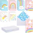 Paper Junkie 48 Pack Rainbow Cards with Envelopes for Thank You, Baby Shower, Birthday, and Kid Stationery Set (Pastel, 4x6 In Thank You Cards With Envelopes)