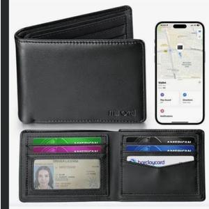 Mens Wallet Built-in Find My Real Time Tracker, 100% Genuine Leather RFID Blocking Classic Bifold Wallet for Men Upgrade Replacement for AirTag Wallet Credit Card Holder Smart Wallet for Men Black